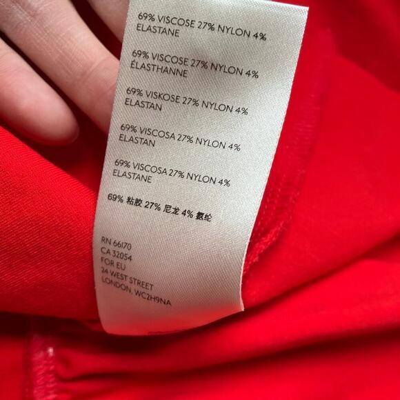 Anthropologie Maeve Alissa Swing Dress Red Drop Waist Mock Neck Flounce Sz S - Picture 11 of 16